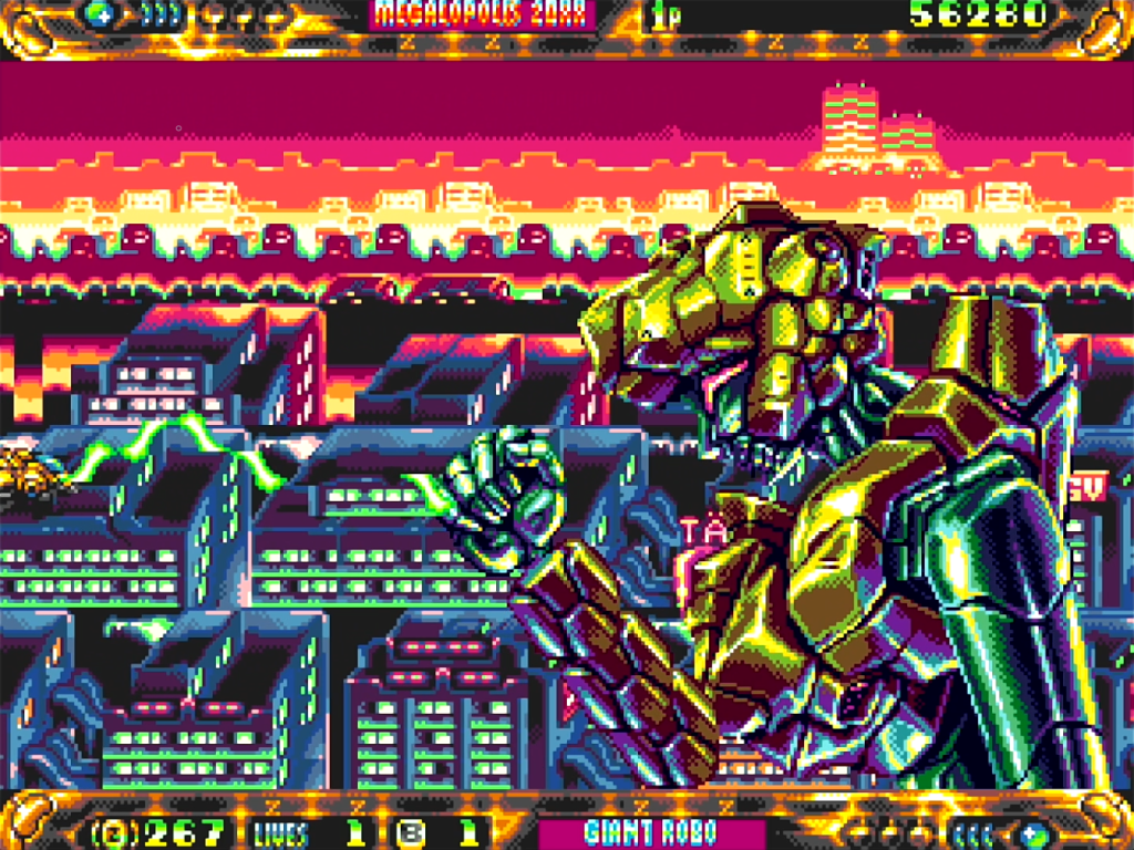 A spaceship fighting an alien in the game ZPF