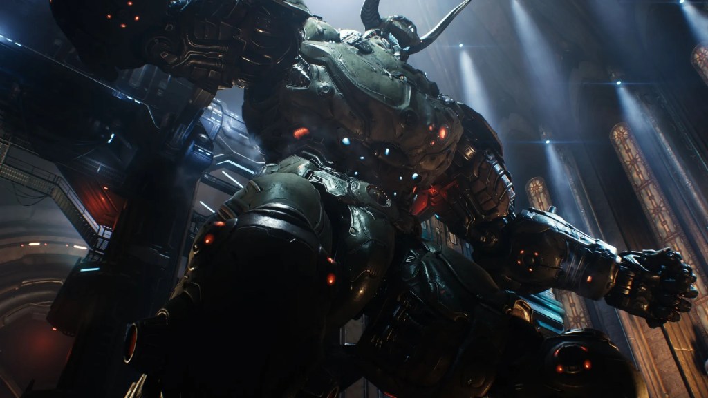 An image of a giant mech suit from Doom The Dark Ages