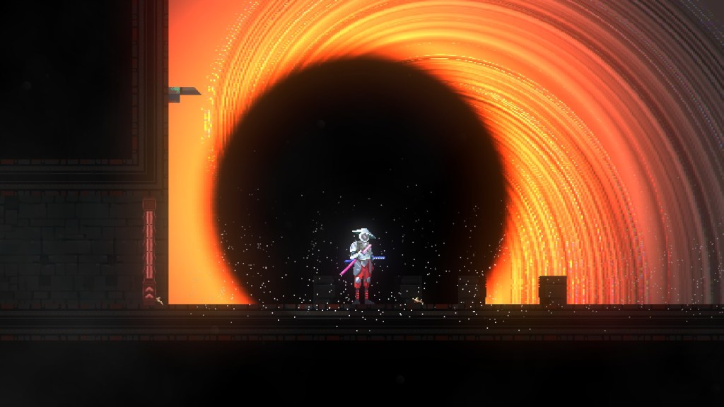 An image of Naut from Katanaut in a black hole.
