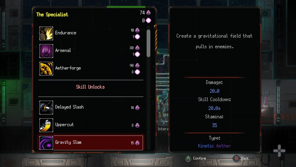A screenshot of the Katanaut roguelite unlockables menu